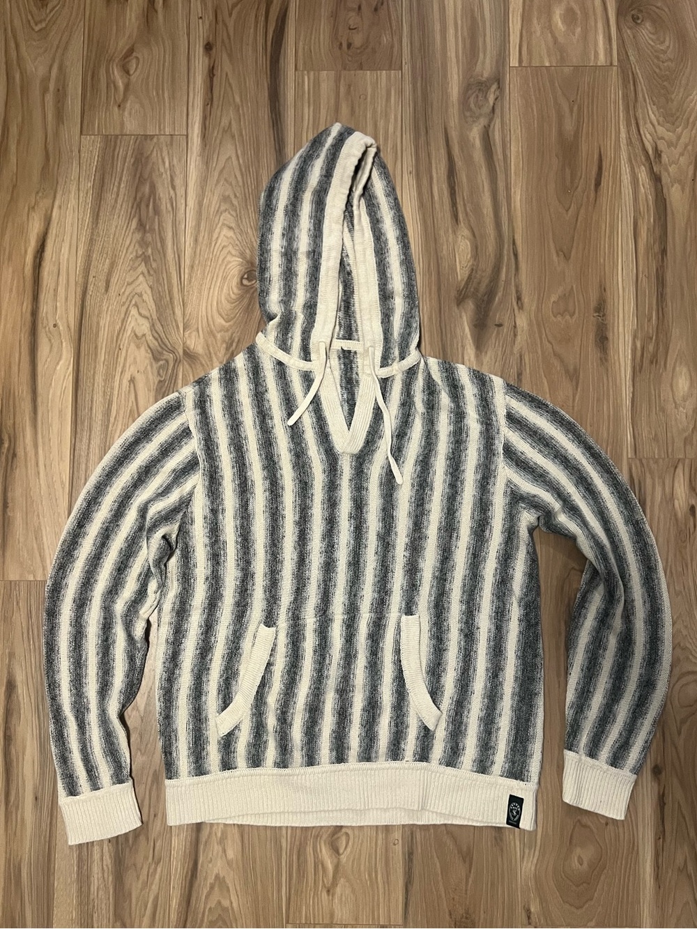 Todd Snyder Striped Hooded Pullover Sweater - Cream & Gray